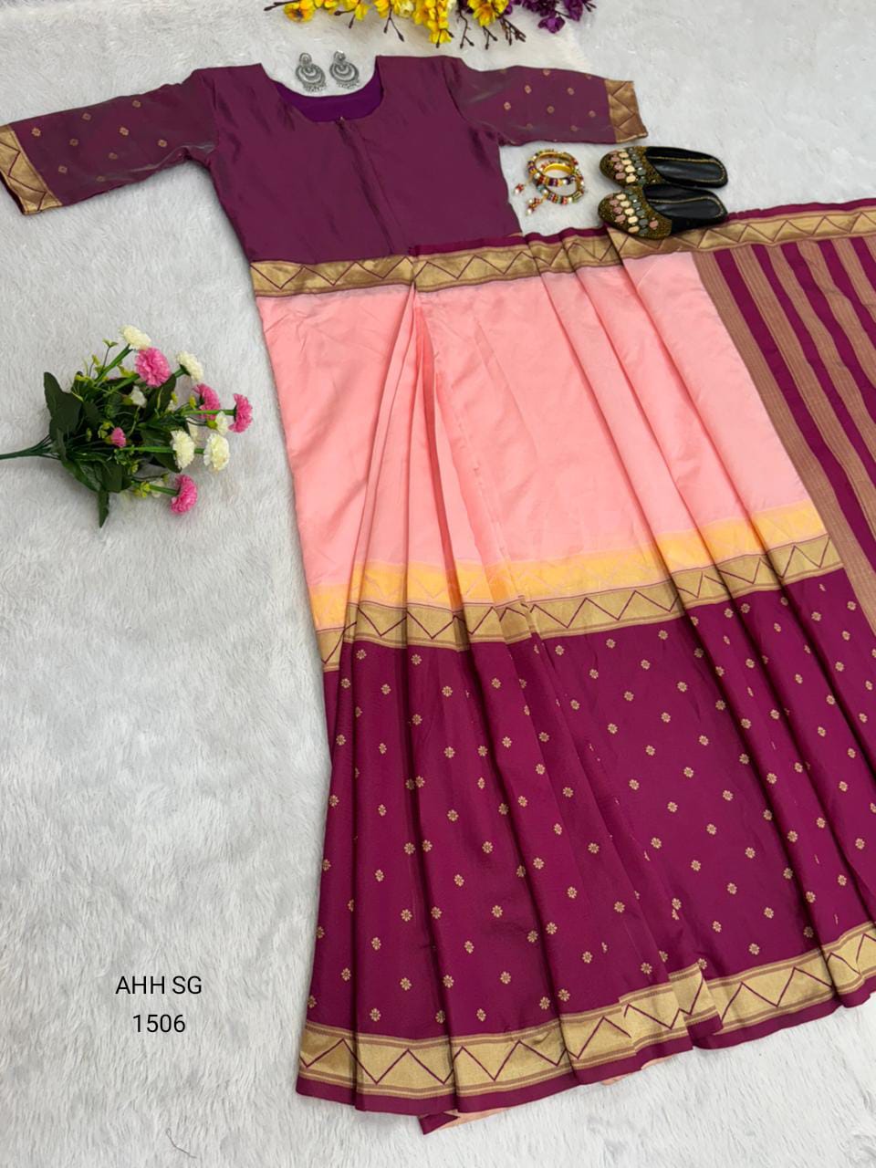 Ready-to-Wear Dual Tone Mysore Silk Saree
